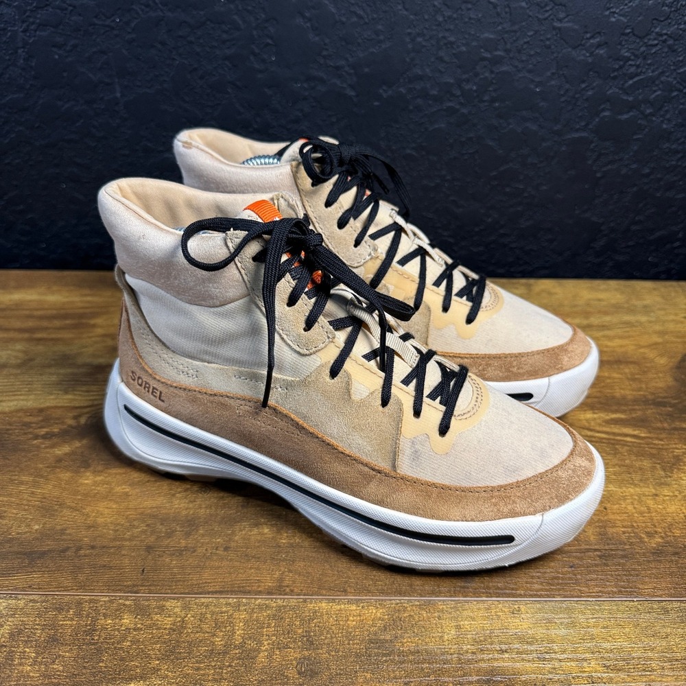 Sorel ONA 503 Mid NL4856-209 Tan Suede Canvas Sneaker Womens Size 7